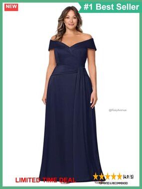 Satin Off the Shoulder Floor Length Formal Plus Size Dress